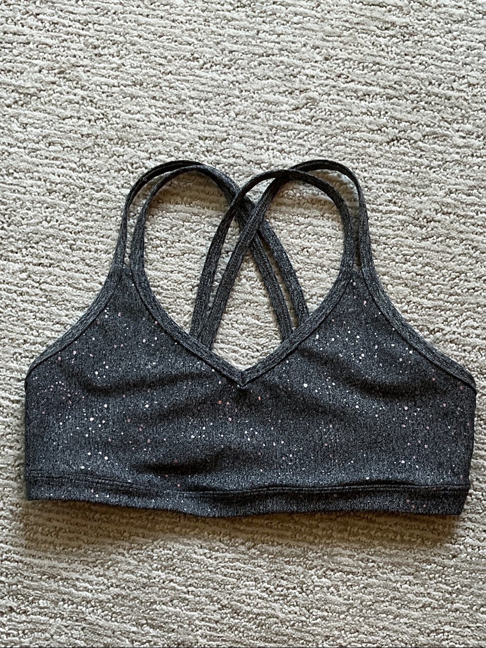 Beyond Yoga Black Sparkle Crossback Sports Bra